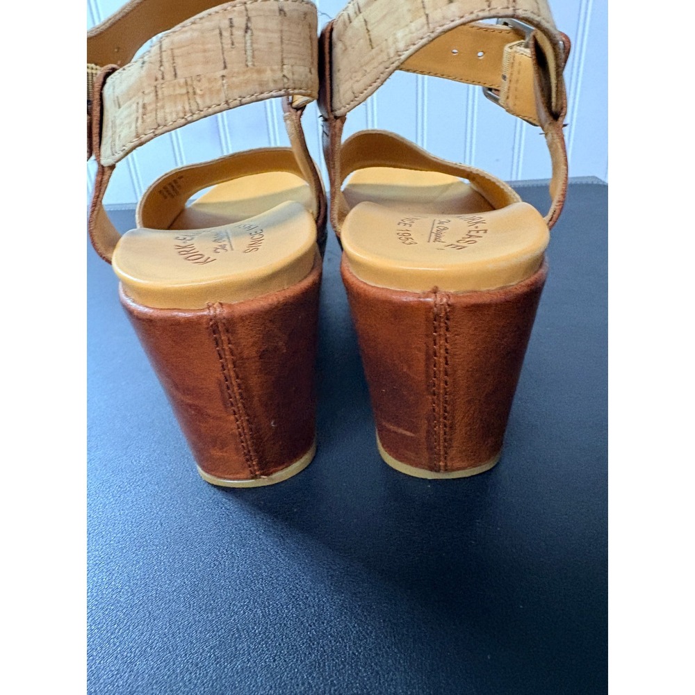 Kork-Ease Women's Myrna Cork Wedge Platform Sandals Tan Leather Ankle Strap 9 - Picture 6 of 10